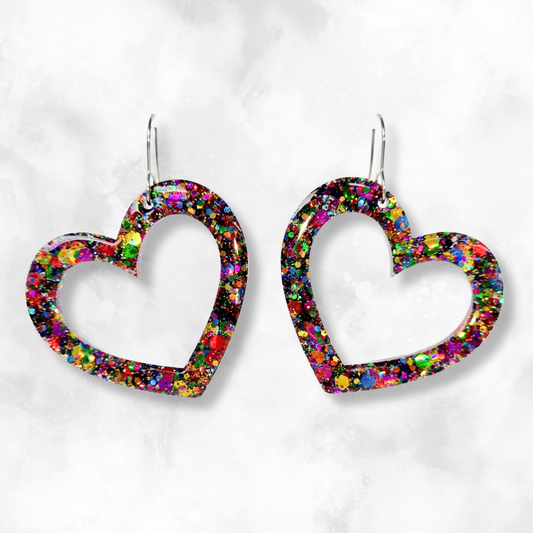 Rainbow Heart Sparkle Earrings