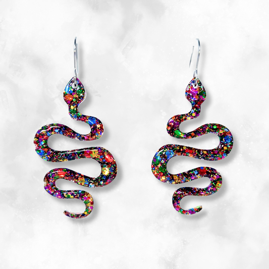 Rainbow Snake Sparkle Earrings