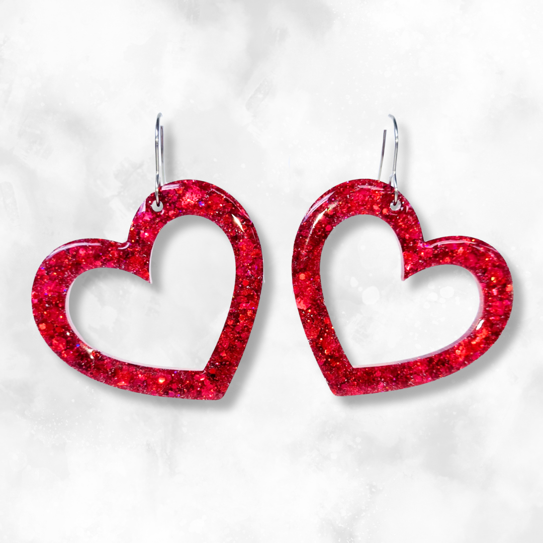 Red Heart Sparkle Earrings