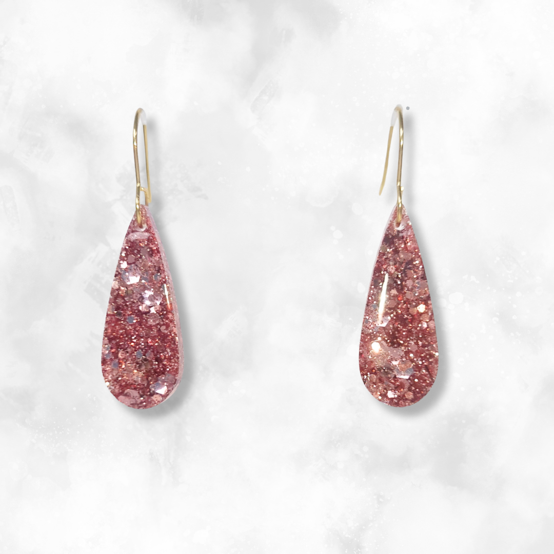 Rose Gold Teardop Sparkle Earrings