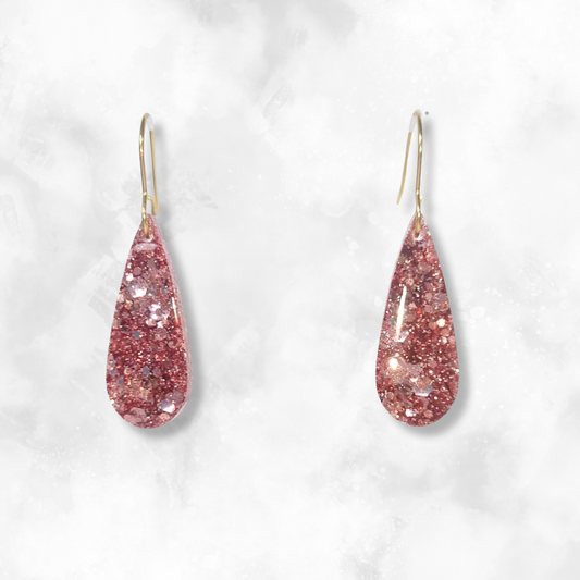 Rose Gold Teardop Sparkle Earrings