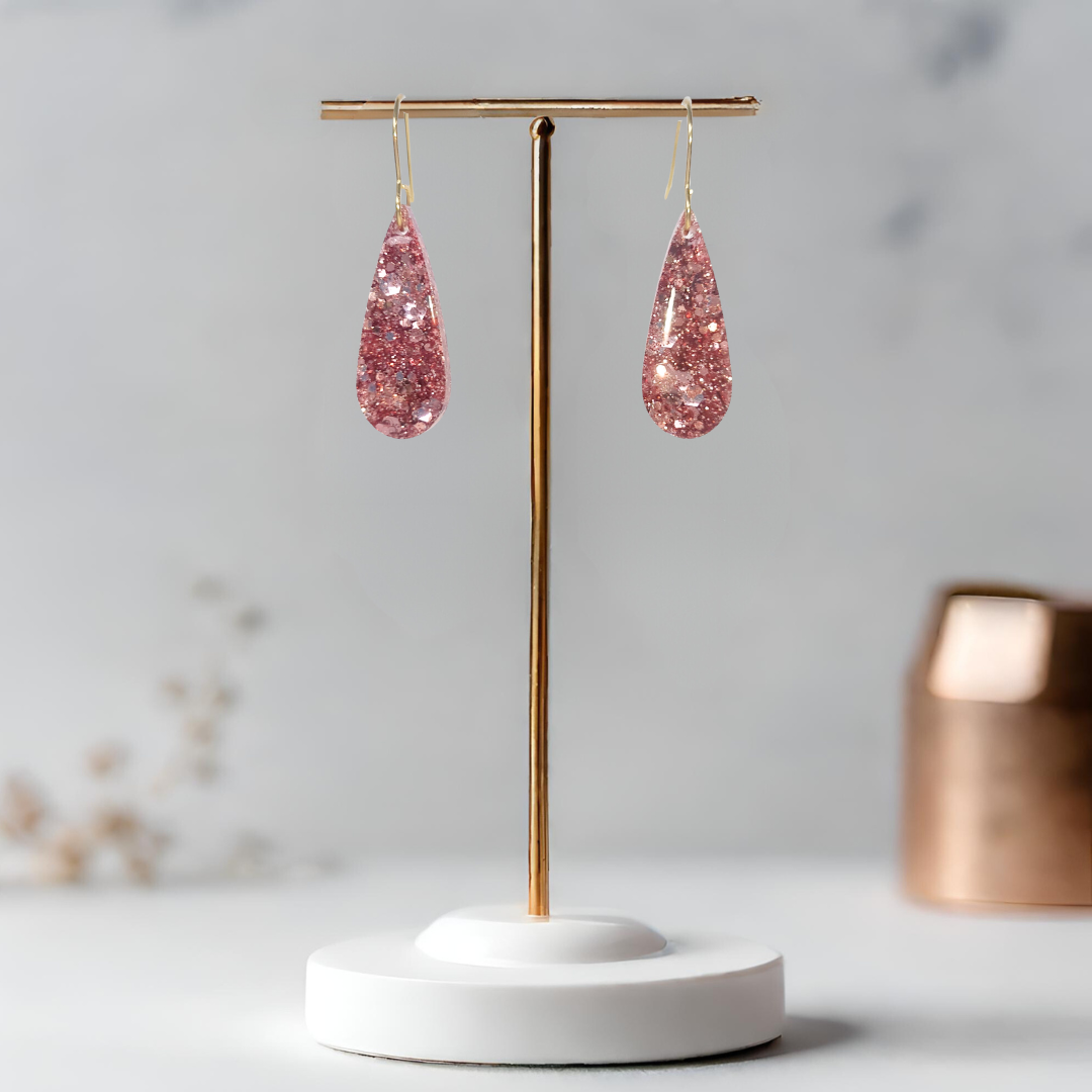 Rose Gold Teardop Sparkle Earrings