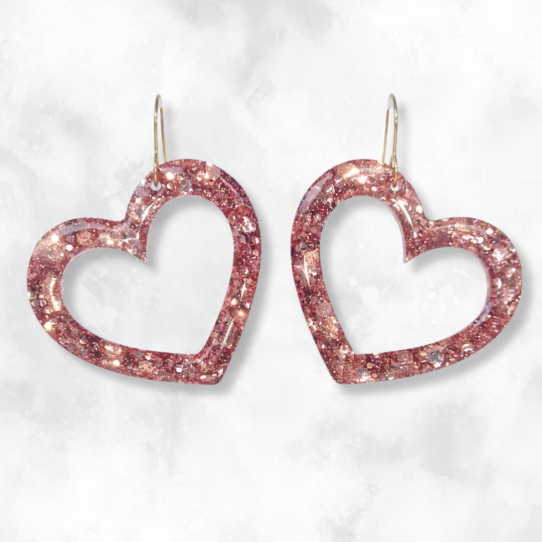 Rose Gold Heart Sparkle Earrings