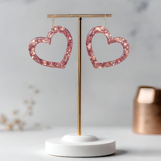 Rose Gold Heart Sparkle Earrings