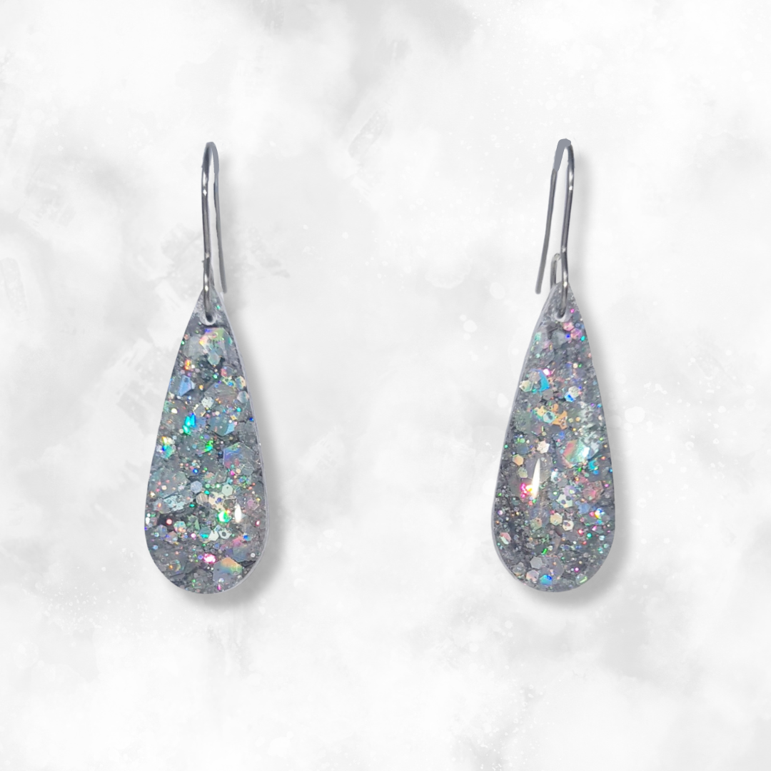 Silver Teardop Sparkle Earrings