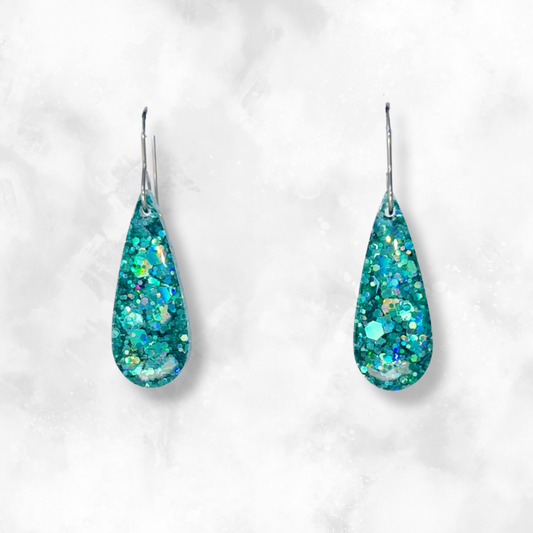 Turquoise Teardop Sparkle Earrings