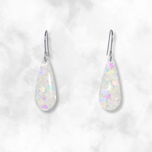 White Teardop Sparkle Earrings